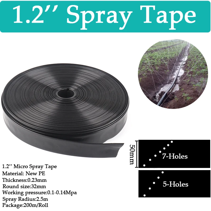 10~50m 1.2'' Φ32mm Micro Spray Tape Under Membrane Film Irrigation Hose Sprinkler New PE Greenhouse Watering Hose with 5/7Holes