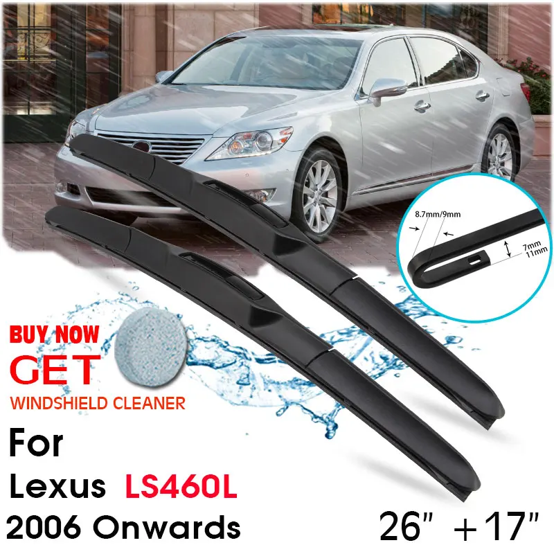 

Car Wiper Blade Front Window Windshield Rubber Silicon Refill Wipers For Lexus LS460L 2006 Onwards 26"+17" Car Accessories