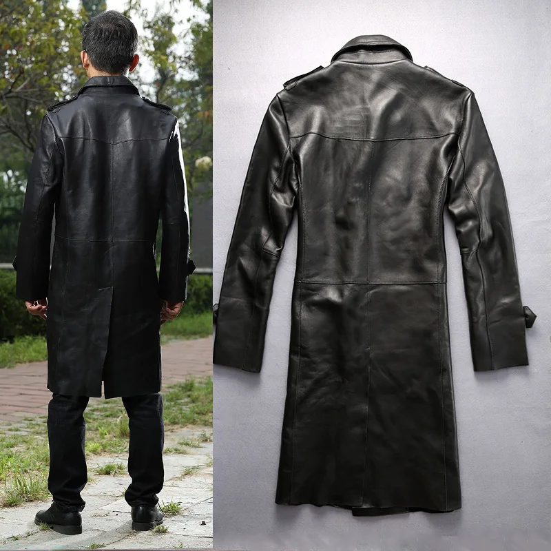 

2020 100% Sheepskin Coat Men Streetwear Genuine Jacket Man Long Moto Biker & Real Leather Windbreaker LW2781
