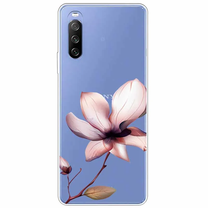 For Sony Xperia 10 III Case Clear Soft TPU Back Cover for Sony Xperia 10III Flower Cases Girl Silicone Transparent SO-52B SOG04