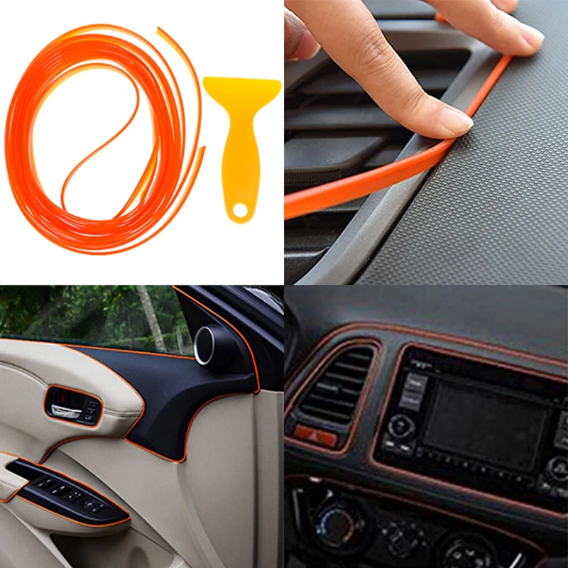 Oranje Auto Styling Interieur Molding Trim Versieren Strip 5M Lijn Kloof Filler Kit