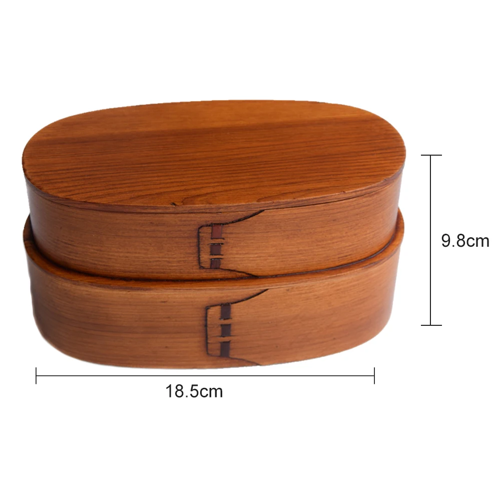 Natural Wooden Japanese Lunch Box Double Layer Bento Box Outdoor Picnic School Dinnerware Food Container Storage For Kid Student