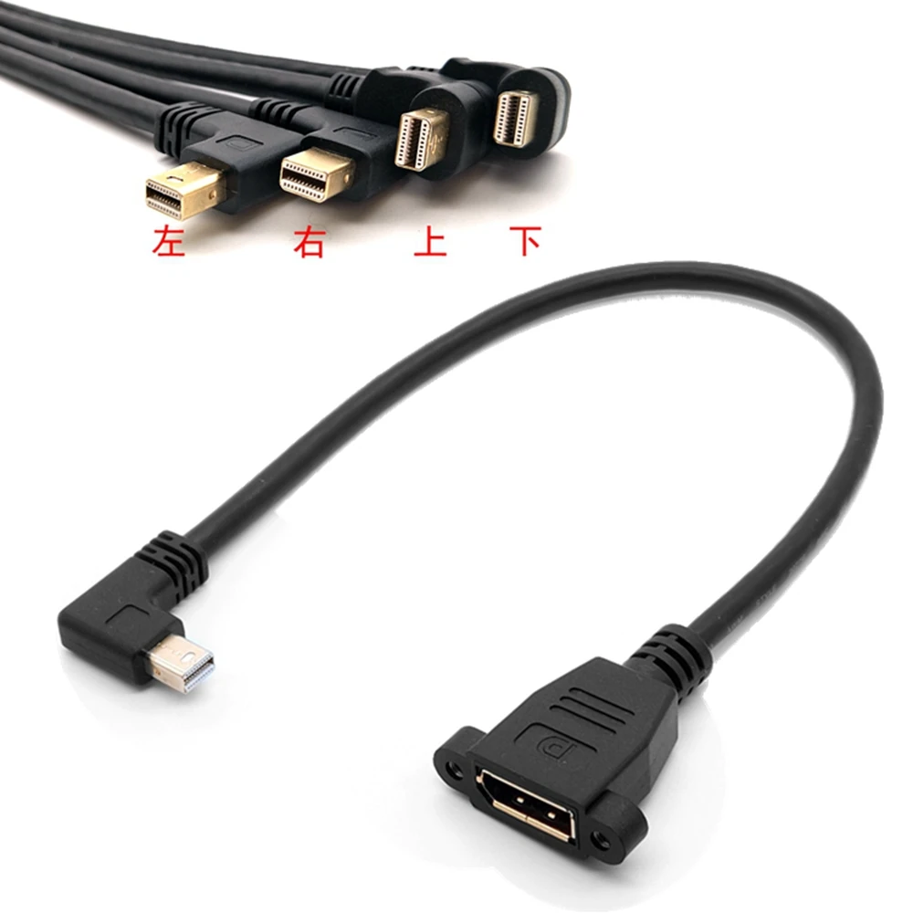 Kabel Mini DisplayPort Rechten Winkel zu DisplayPort Adapter in Schwarz-4K Auflösung Bereit-Thunderbolt und Thunderbolt 2