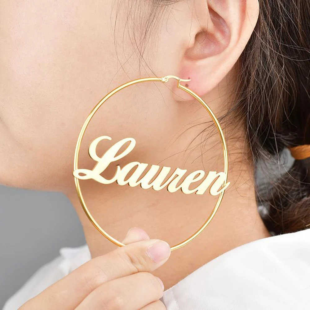 

Personality Round Earrings Custom Name Round Earrings Ladies Stainless Steel Earrings Girls Jewelry Gifts