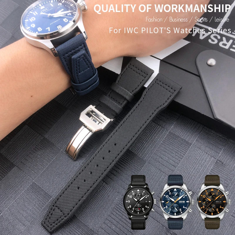 20/21/22mm High quality Calfskin Leather Nylon Watch strap Fit for IWC Pilot SPITFIRE MARK18 Portofino TOP GUN IW3777 Watchband