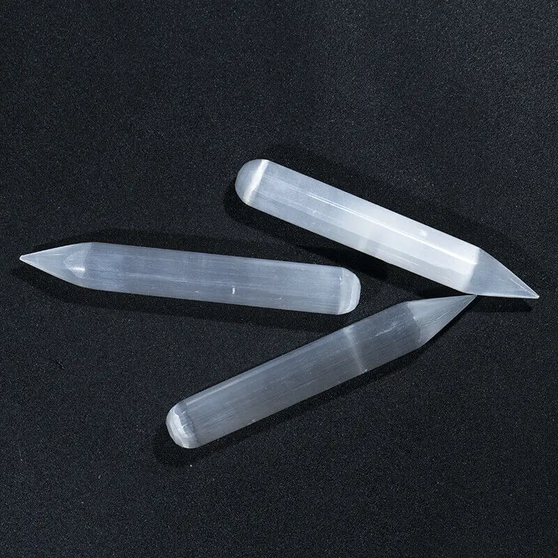 1pcs  150mm Rock selenite crystal quartz wand Himalayan white gypsum Gemstones massage stick Crystal Reiki healing 1pcs