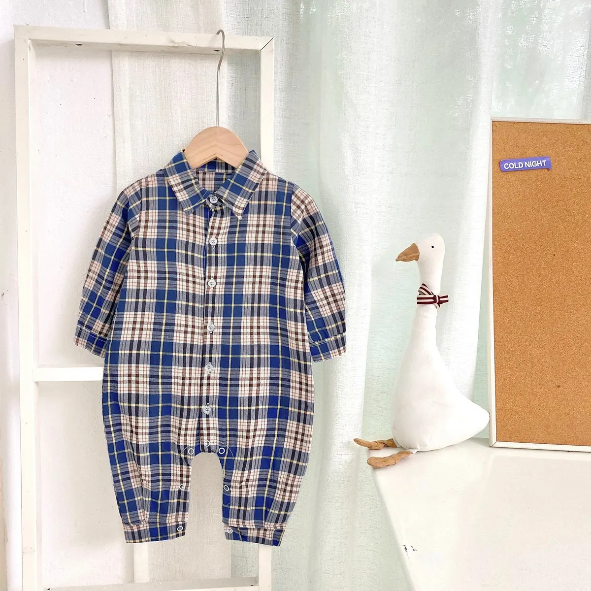 Sanlutoz Gentle Infants Boys Rompers Autumn Cotton Plaid Baby Boys Jumpsuits Clothing Long Sleeve Outfits