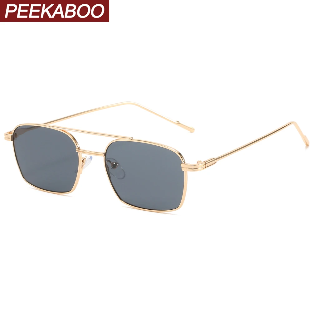 Peekaboo square frame sunglasses women uv400 gold black retro sun glasses for men full metal 2021 dropshipping hot-selling