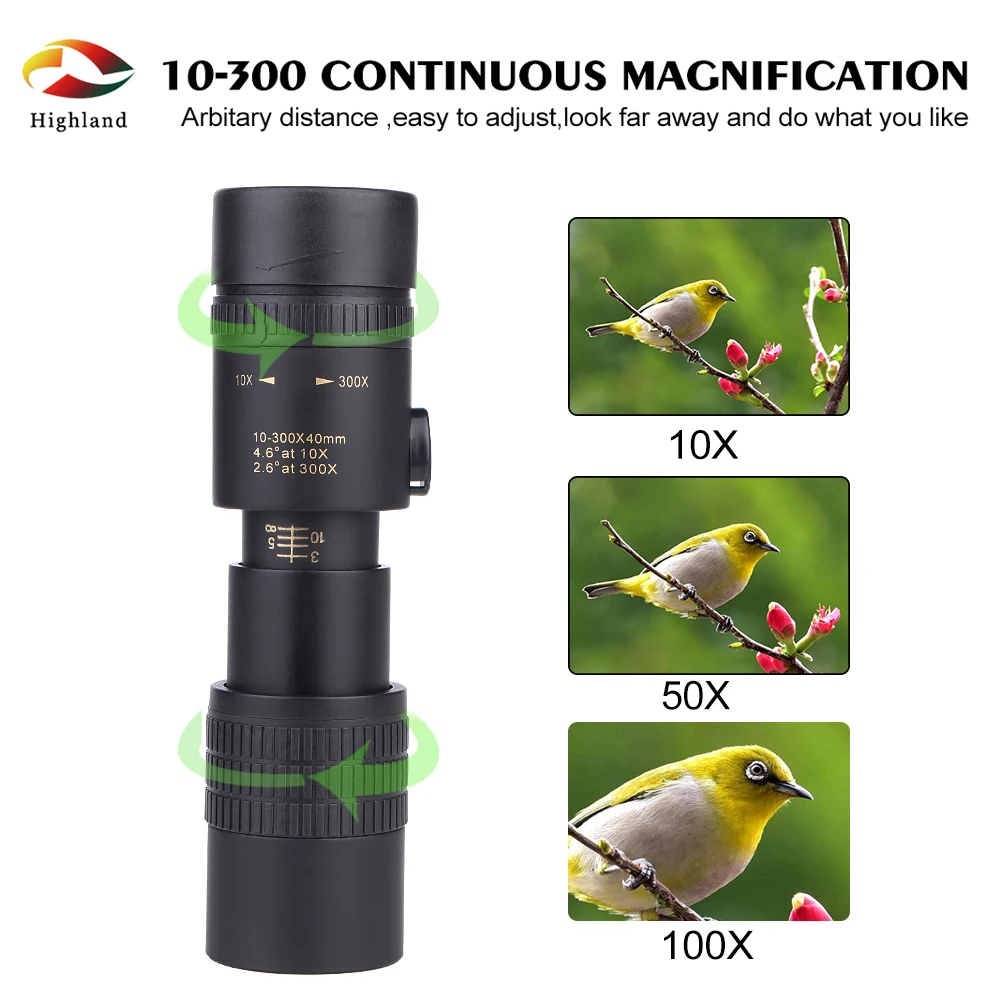 

10-300X40 High Magnification Telescopic Zoom Pocket Monocular Bird Watching Goggles Night Vision Goggles Outdoor Camping Hunting