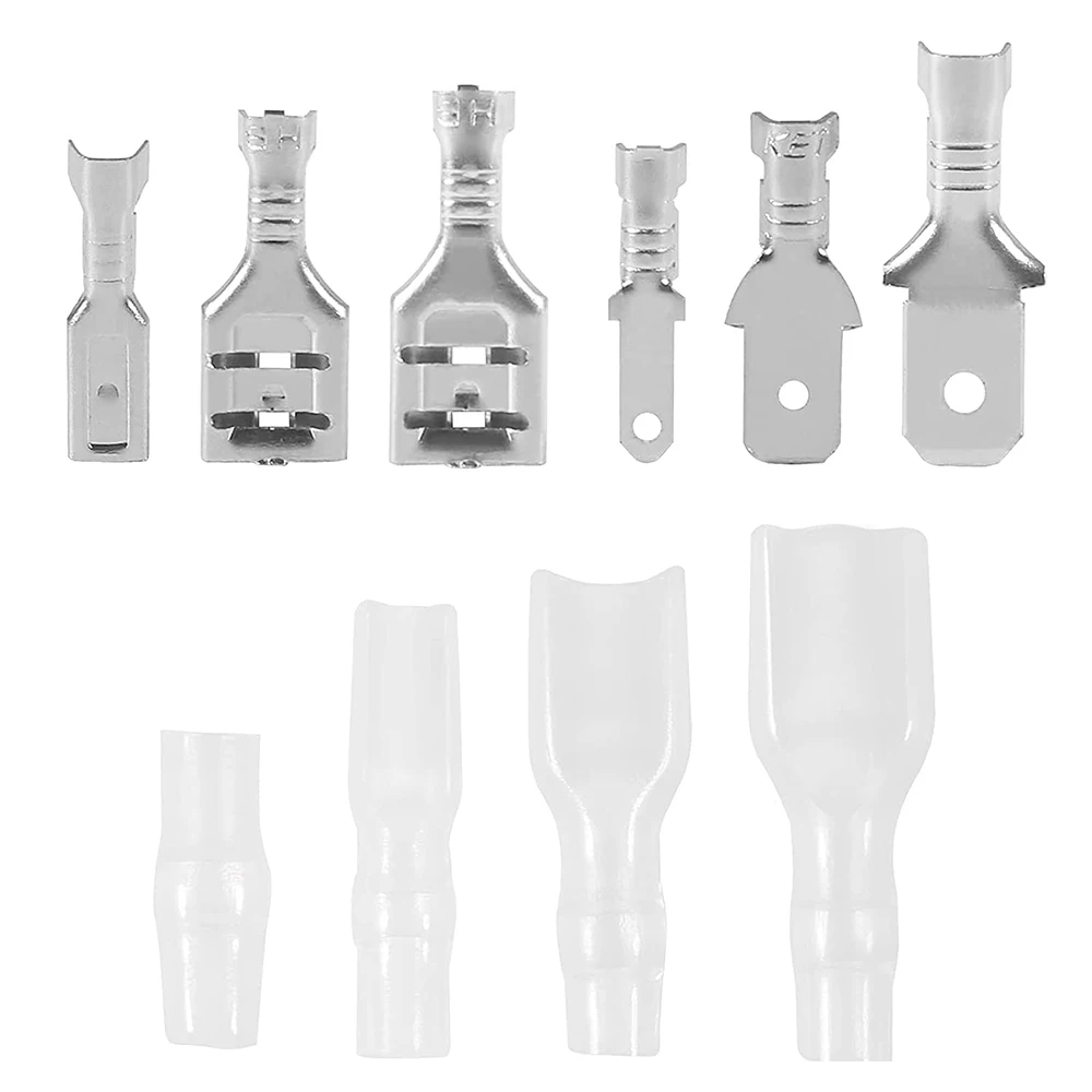 480 pcs Male Female Spade Connectors Wire Crimp Terminal Block with Insulating Sleeve Assortment Kit