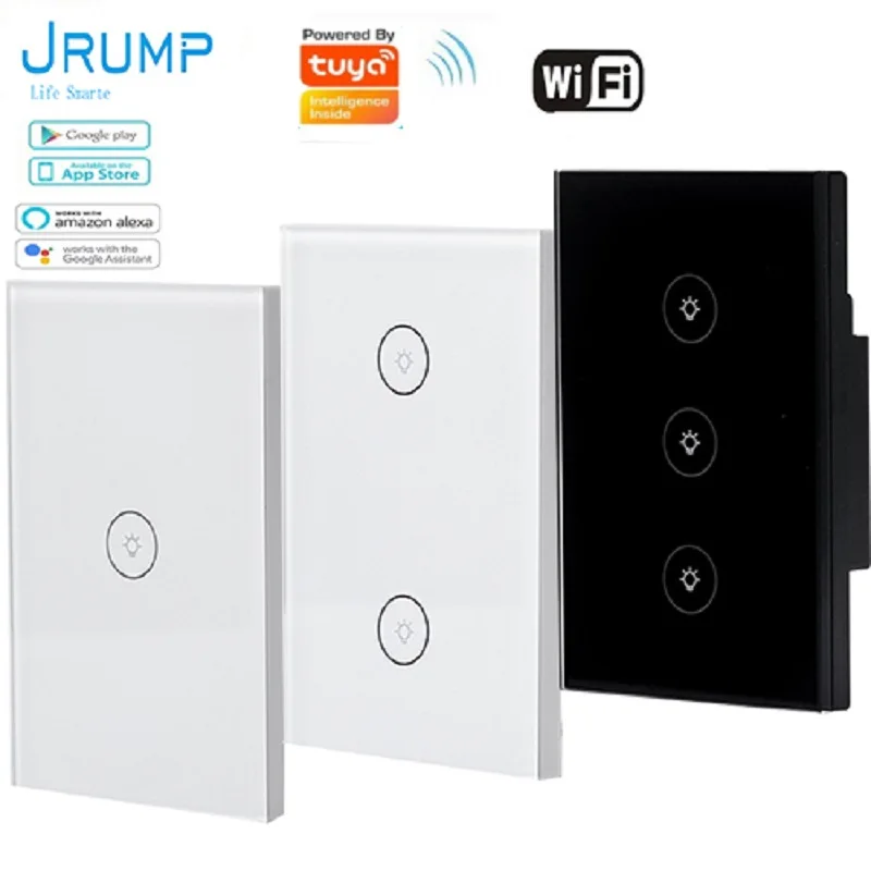 

JRUMP US Wifi Smart Touch Switch Light Switch With Wireless Remote Control Wall Switch Voice Control with Alexa Echo Google Home