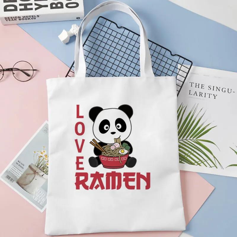 Bolso de compras con estampado gráfico de Panda de Anime, bolsa de hombro, bolsas de lona, bolso de mano universitario de gran capacidad, envío directo