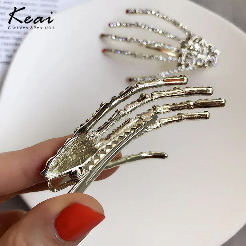 Shining Skull Hand Rhinestone Hair Clips Women Head Wrap bling Hair Clips Women Styling Tool Hairgrip Diamond Hair Accessories