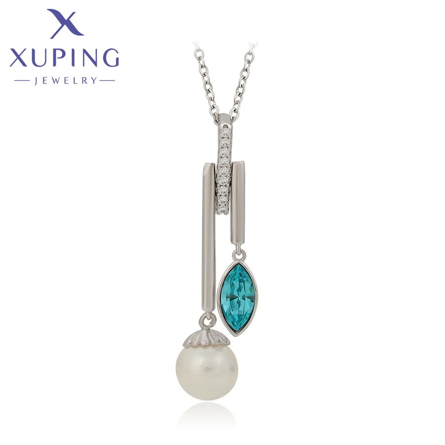 Xuping Schmuck Mode Imitation Perle Neue Ankunft Kristalle Anhänger Halsketten für Frauen 40398