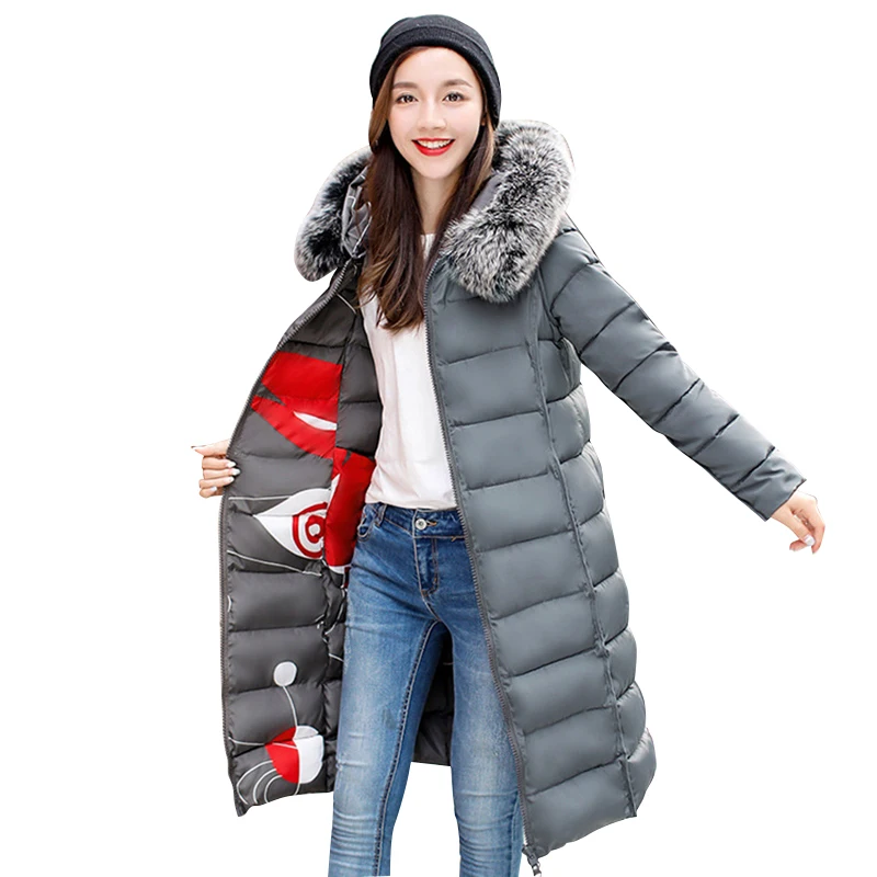 

Nice Winter Parkas Women Fur Collar Hooded Double-Side Coat Women Korean Cotton Padded Parka Thicken Warm Jackets Female LD1938