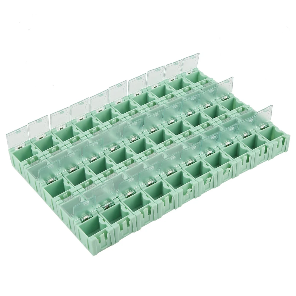 50Pcs SMT SMD Electronic Component Container Storage Boxes Electronic Components Self-locking Buckle Boxes Mini Storage Kit