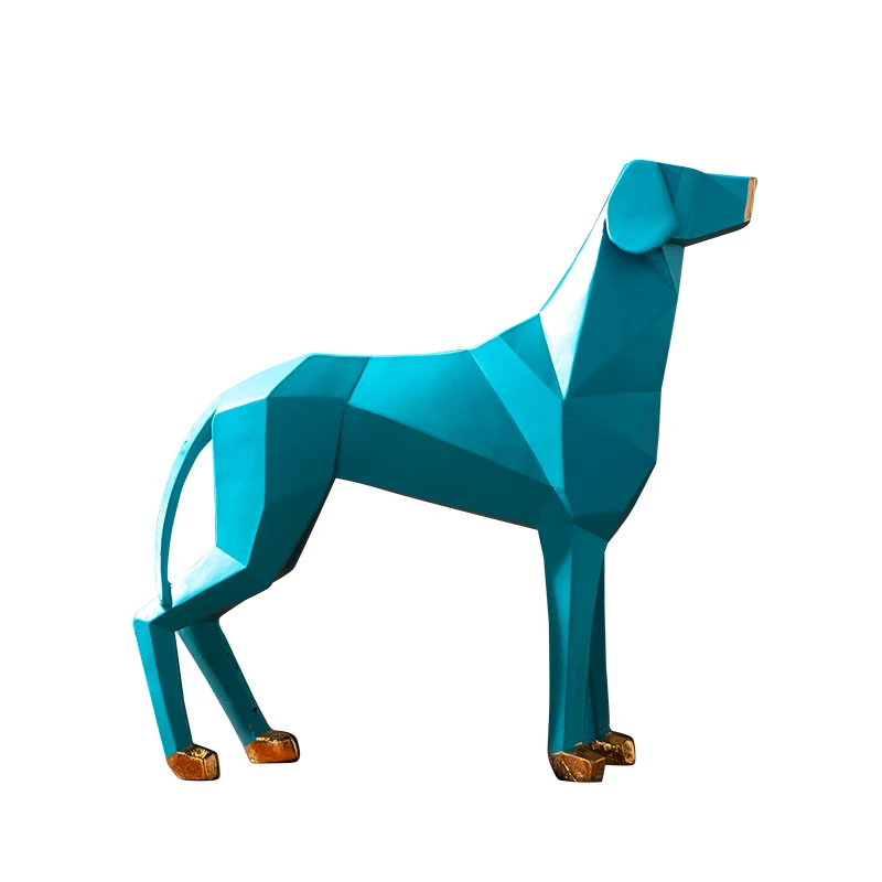 Creative minimalist origami dog resin sculpture Abstract geometric hound dog home decoration