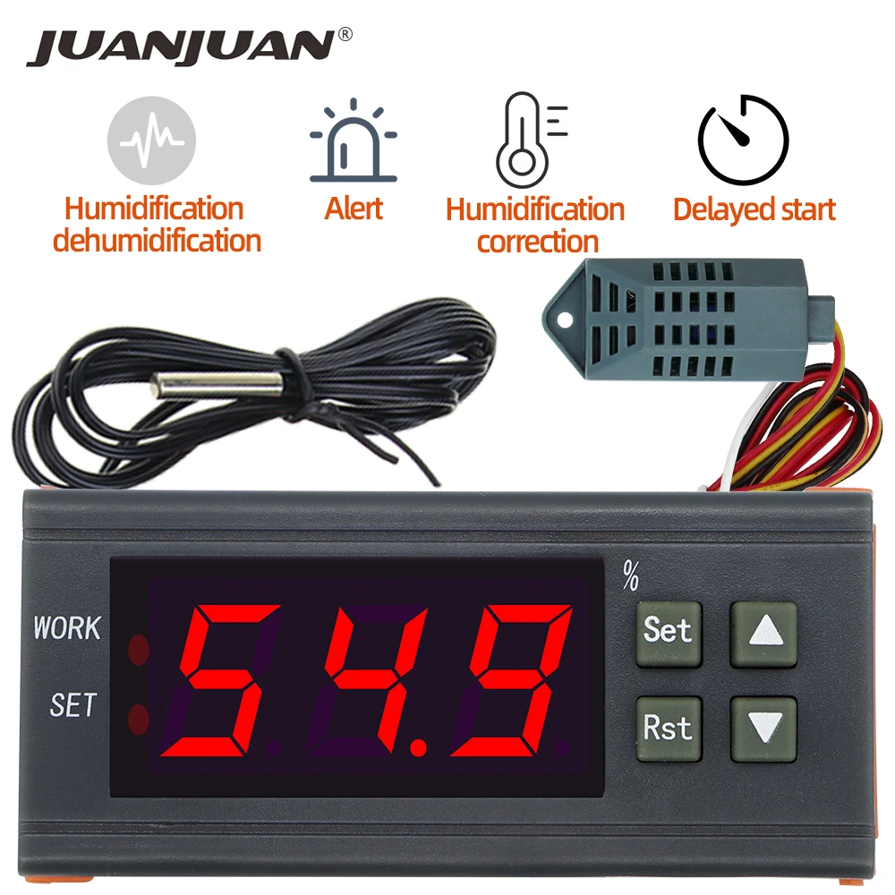 WH8040 12V 24V AC 220V Digital Humidity Controller Humidistat Hygrometer Control Switch Regulator Humidity Sensor 25% OFF