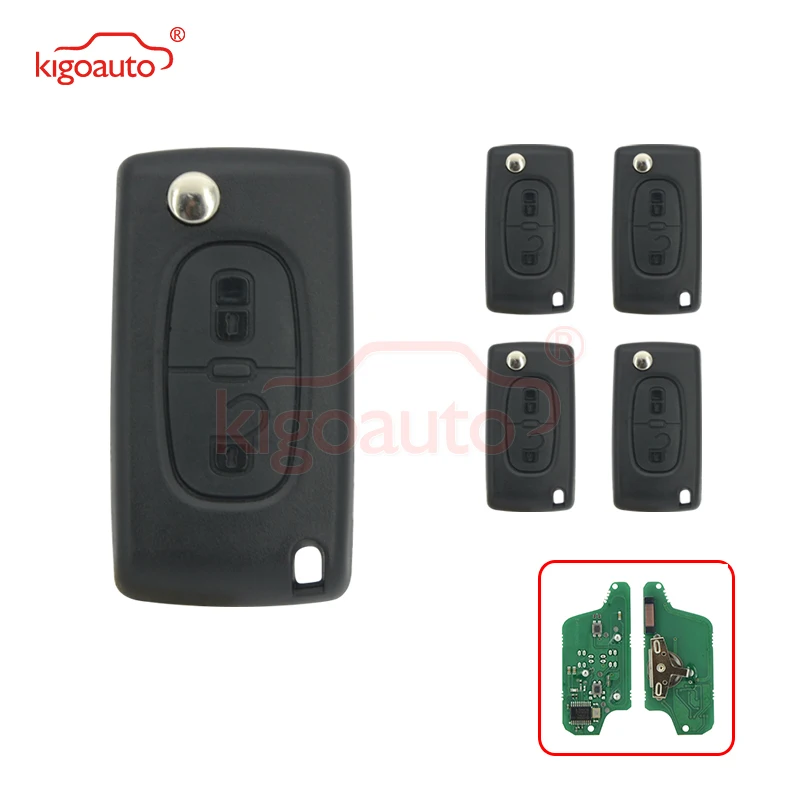 

Kigoauto 5pcs CE0523 2 Button HU83 434Mhz Pcf7941 Chip ASK For Peugeot 207 307 407 807 Folding Remote Key