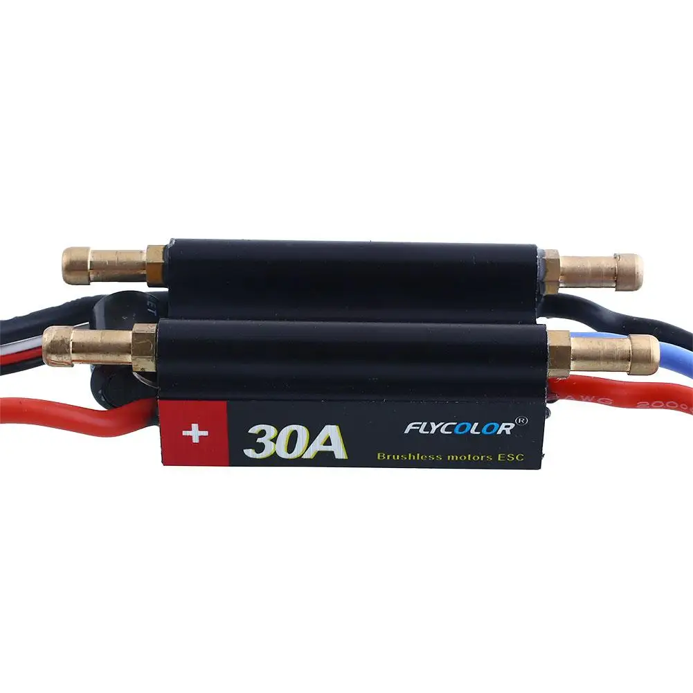 FlyColor 30A 2-4S Lipo Water cooling ESC with 5V/3A BEC Boat ESC, Programmable Brushless Speed Controller ESC