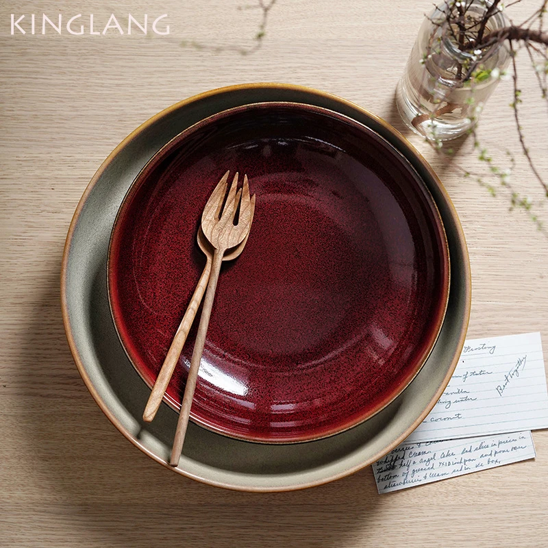 

Kinglang Ceramic Salad Bowl New Color Pasta Plate and Bowl Japanese Restaurant Tableware 2 Sizes Deep Plate