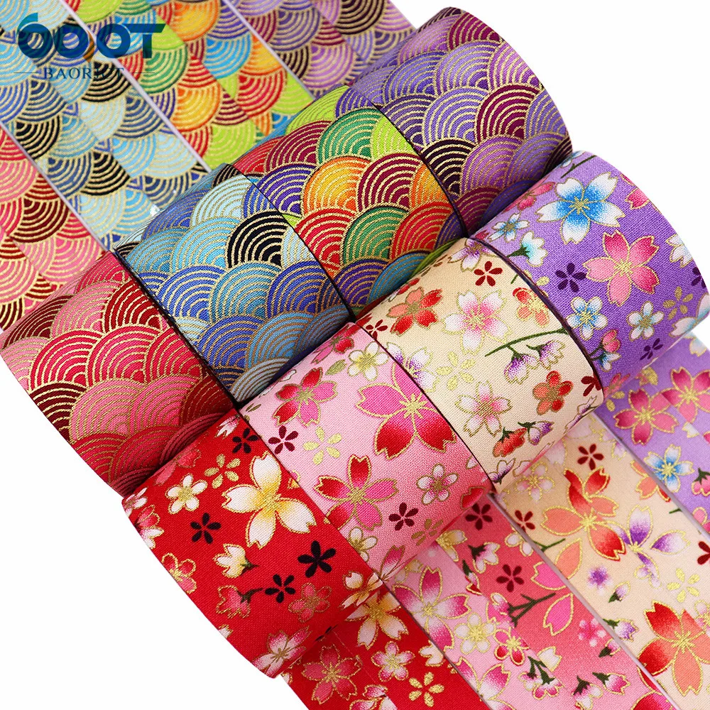 Nastri di stoffa fiori colorati a doppia faccia 5 metri M-21510-512 artigianato fai da te fermaglio per capelli accessori per abbigliamento e