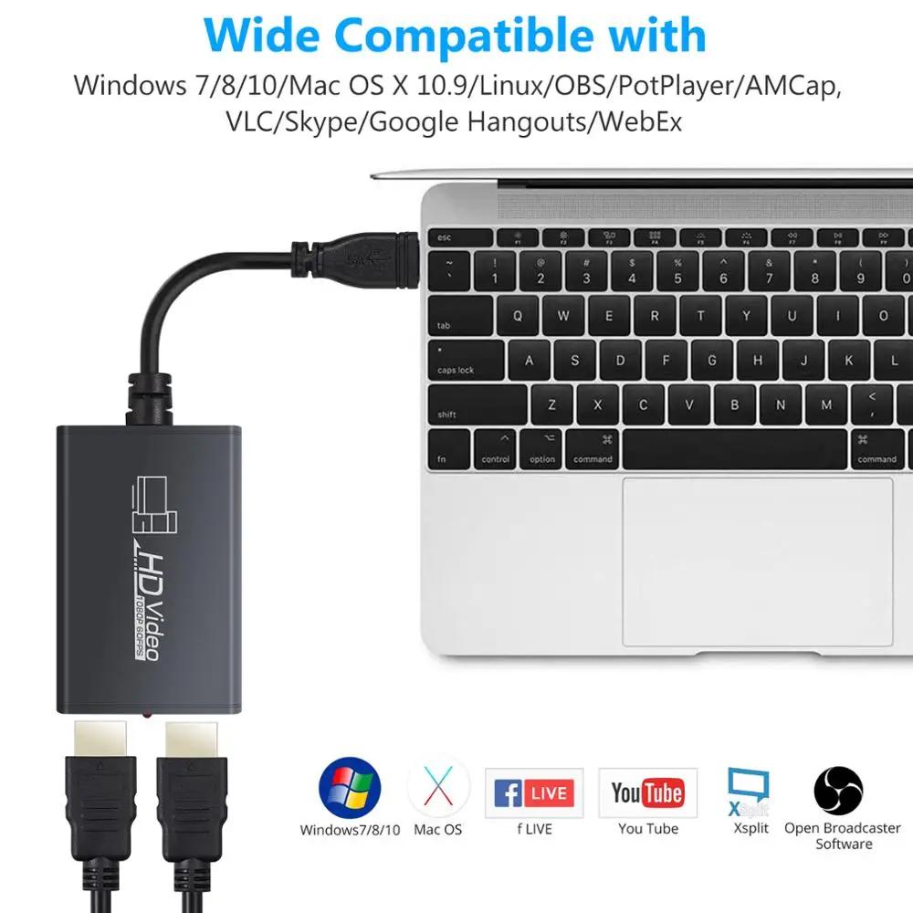 Neoteck 1080P HDMI-Compatible to USB 3.0 Live Video Capture With-Compatible HDMI Loop-out Microphone Input Recording CaptureCard