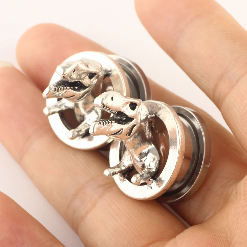 Steel Ear Flesh Tunnel Plugs Anodized 3D Animal Hollow Screw Earlet Gauges Expander Piercing Jewelry Stretcher Taper Kit