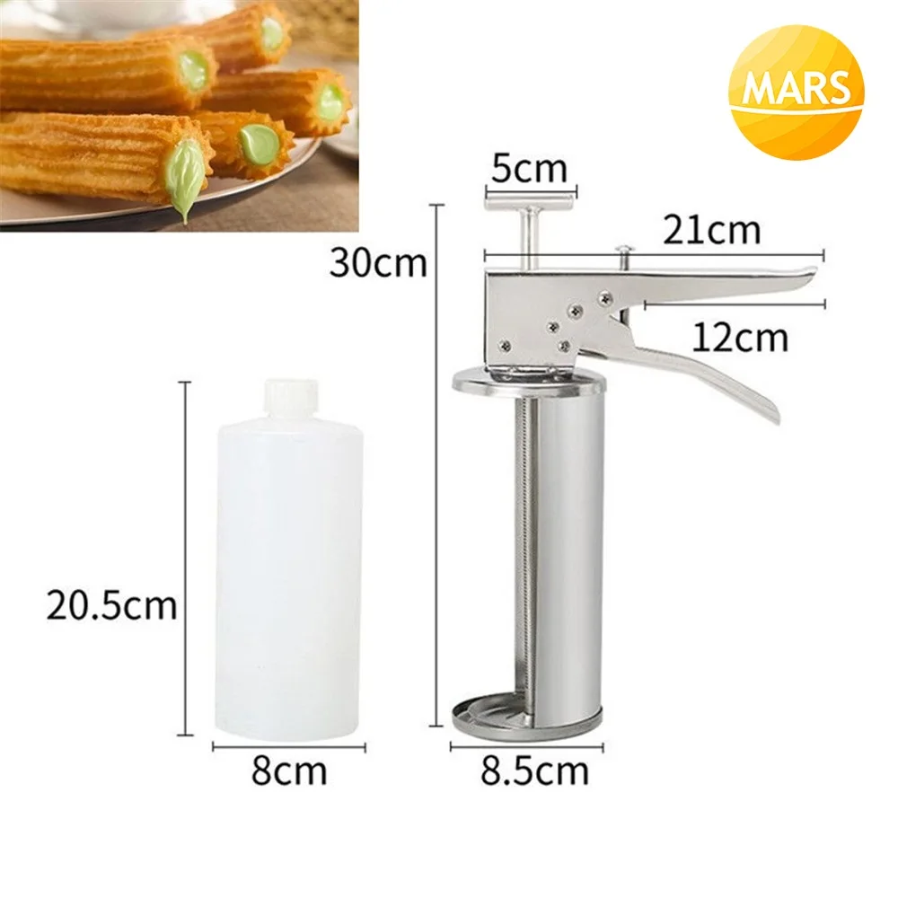 Spanish Churros Filler Manual Churro Filling Machine With Bottle Salad Sauce Cream Burger Gun Jam Hamburger Dispenser