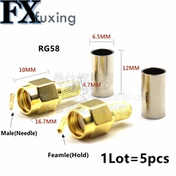 5PCS SMA Male/Female Connector SMA-J-3.0 Plug RF Coaxial Connector Crimp For RG58 LMR195 RG-400 RG-142 50-3 Cable RF SMA Hot New