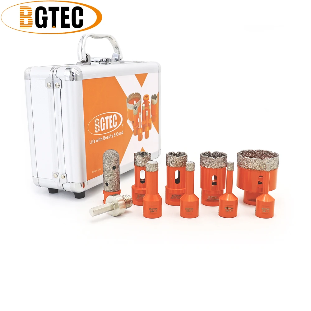 BGTEC 1set  6/8/10/14/20/25/32/50/F20/HEX Vacuum Brazed Diamond Drill Core Bits With Box 5/8-11 hole saw for porcelain tile,