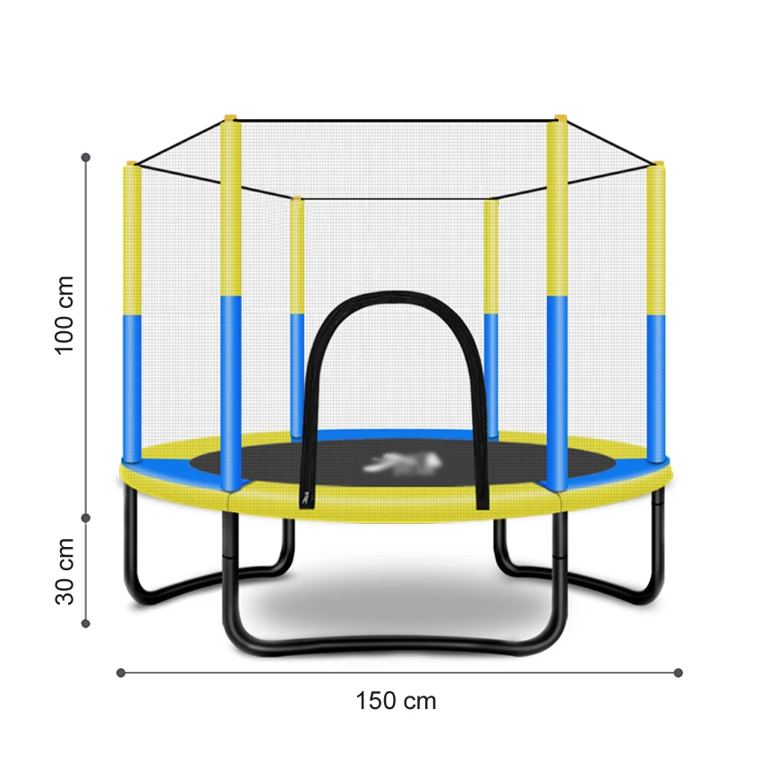 60 inch Round Kids Mini Trampoline Enclosure Net Pad Rebounder Outdoor Exercise Home Toys Jumping Bed Max Load 250KG