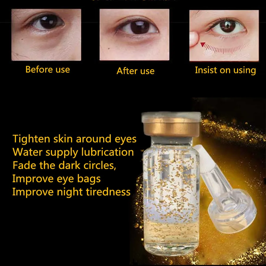 

24K Gold Foil ampoules Lady Eye Essence Moisturizing Refreshing Wrinkle Fighting Dark Circles 5*10ml