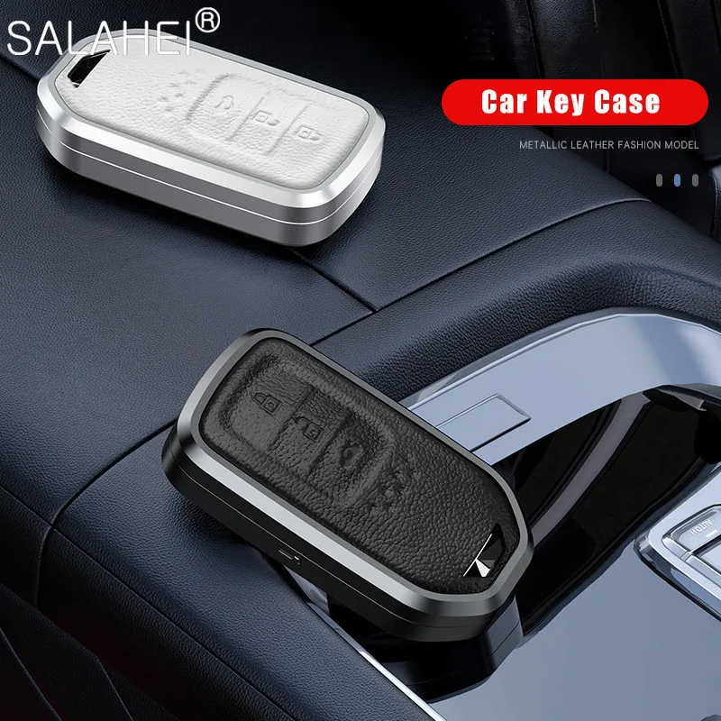 Leather Aluminum Alloy Car Key Case Cover For Honda Stepwgn Released Elysion Mpv Civic For Hr-v Crv Agreement Odyssey 2013-2018