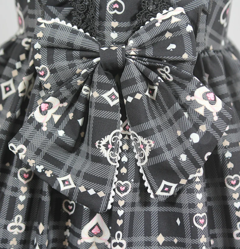 Robe à bretelles vintage lolita cos loli pour fille, tenue de princesse victorienne, taille haute, imprimée avec nœud papillon, style gothique, mignon, kawaii