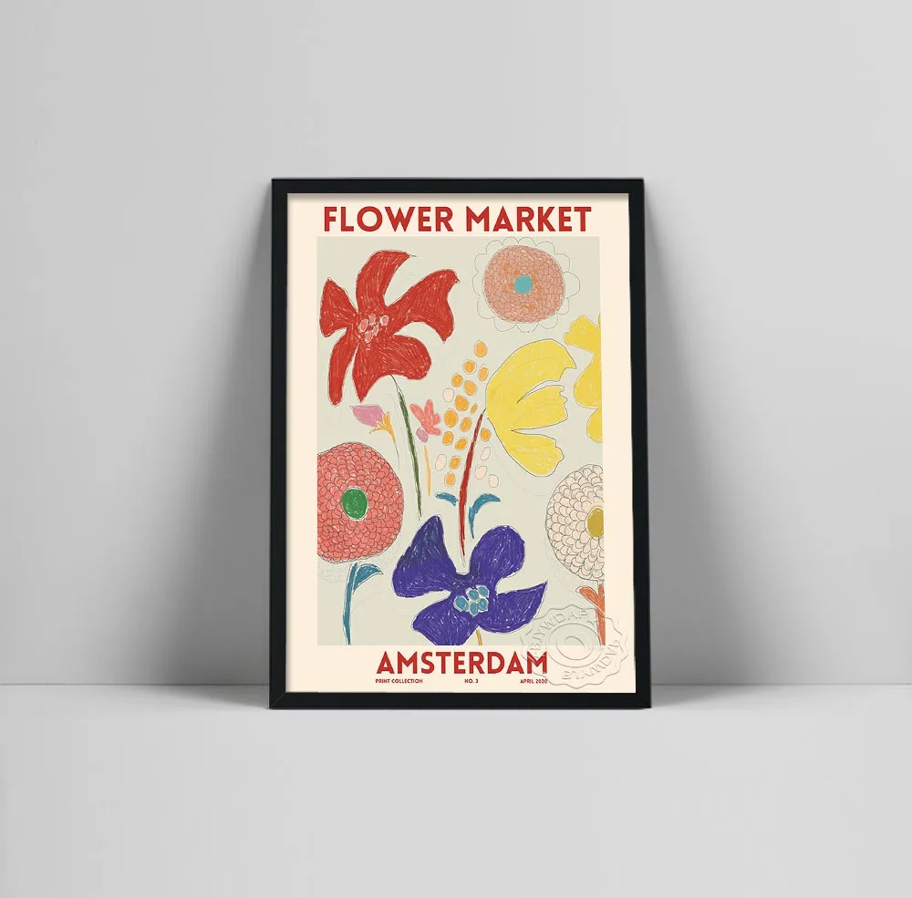 

Amsterdam Flower Market Canvas Painting Poster Vintage Watercolor Oil Painting Floral Botanical Prints Poster Home Room Decor