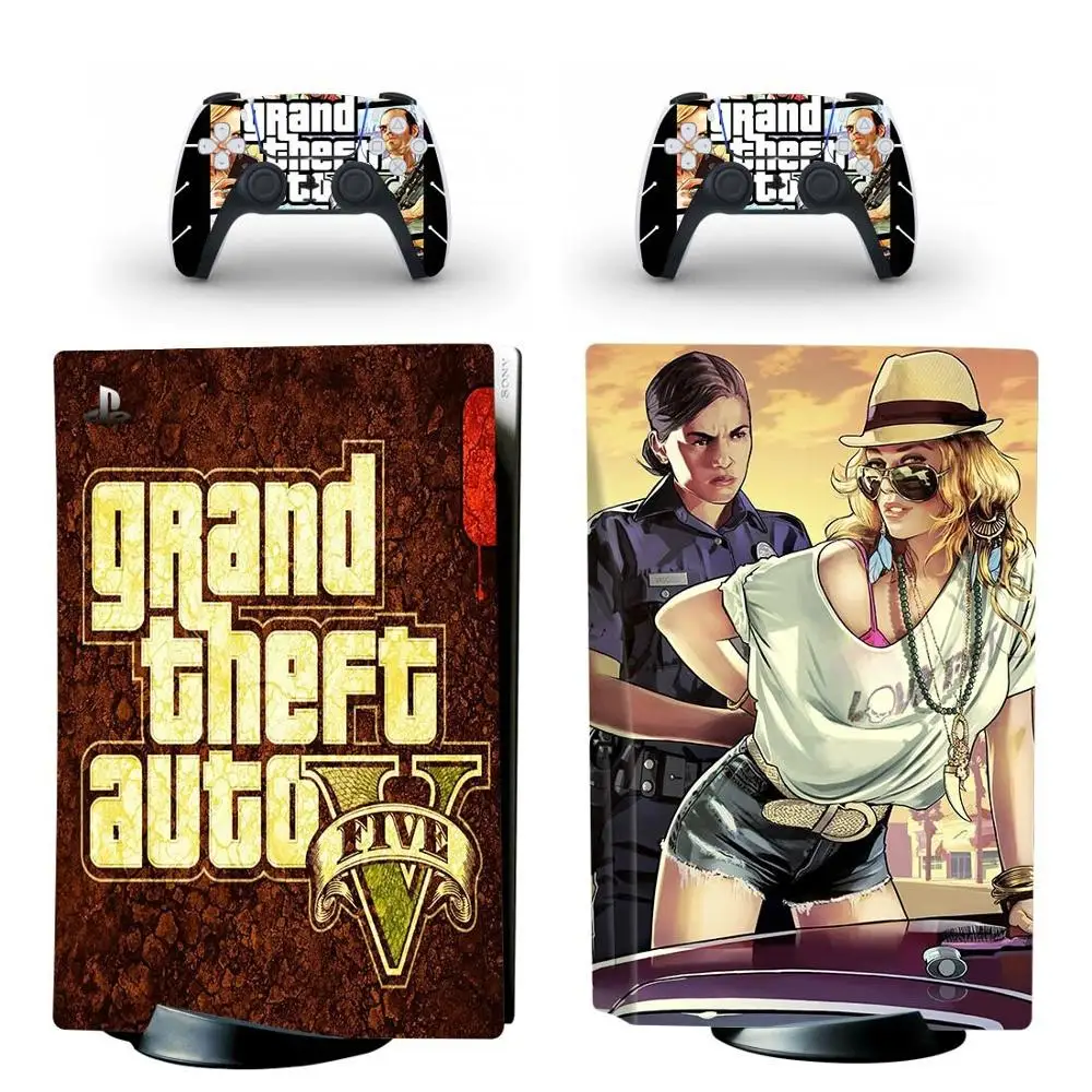 Grand Theft Auto V GTA 5 PS5 Standard Disc Edition Skin Sticker Decal for PlayStation 5 Console & Controller PS5 Skin Sticker