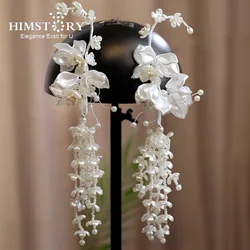 Himstory Exquisite 3D Petals Hand-made Head Flower Earring Dual-use Bridal Wedding Headdress Make-Up Hair Accessories