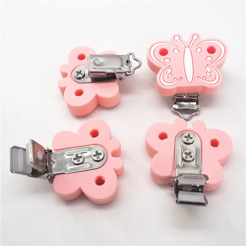 Chengkai 10pcs Silicone Butterfly Clips Baby Animal Teether Pacifier BPA Free DIY Infant dummy Pendant Toy Owl Koala Car Clip