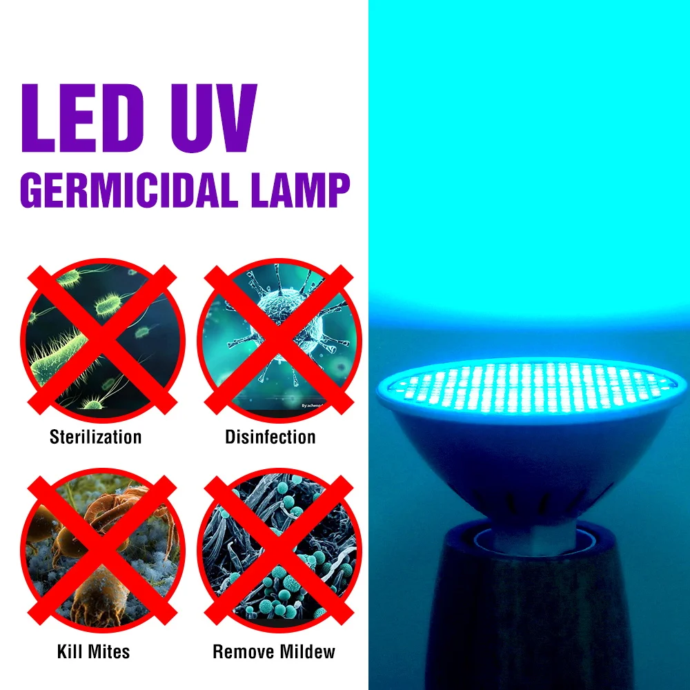 E27 luz uv germicida led 254nm lâmpada ultravioleta led 25w 35 50 desinfectar lâmpada spotlight bacteriana 220v 110v esterilizador luz