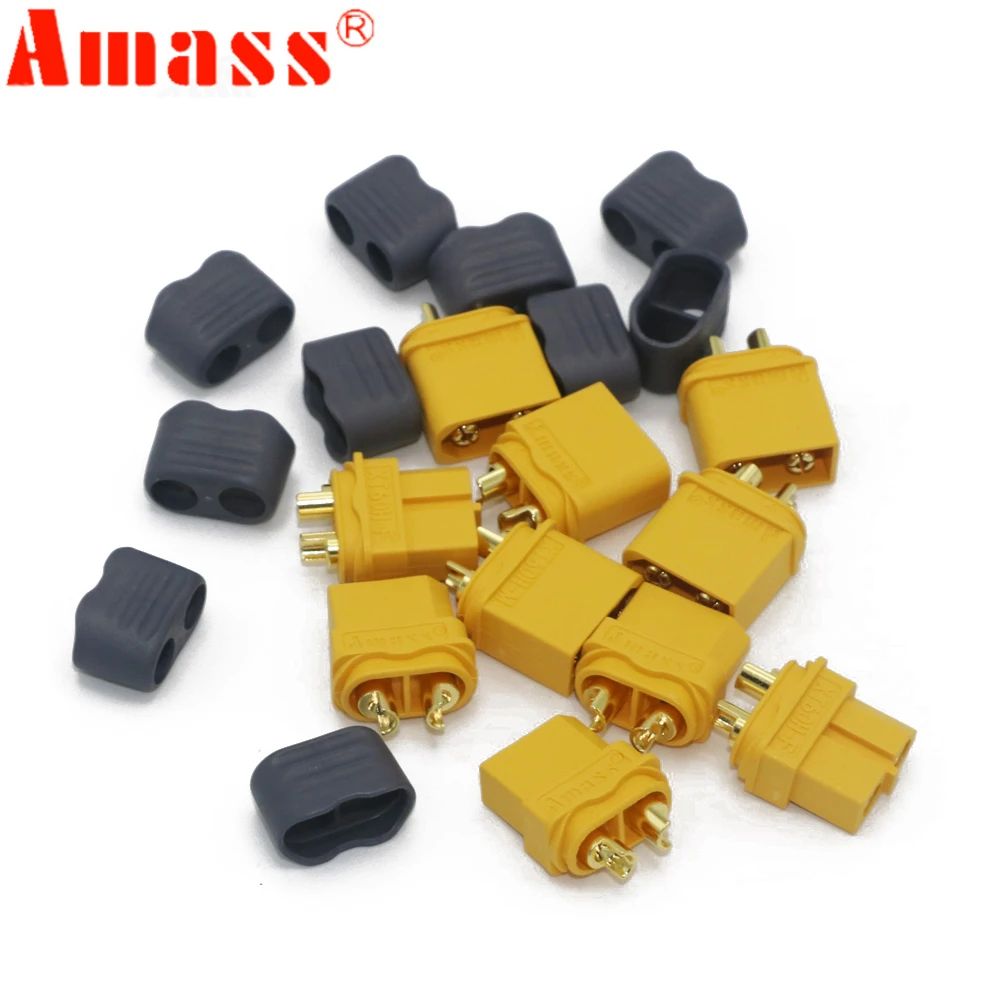 10 X Amass XT60 + ปลั๊กเชื่อมต่อมีปลอกหุ้ม5ชาย5หญิง (5คู่)
