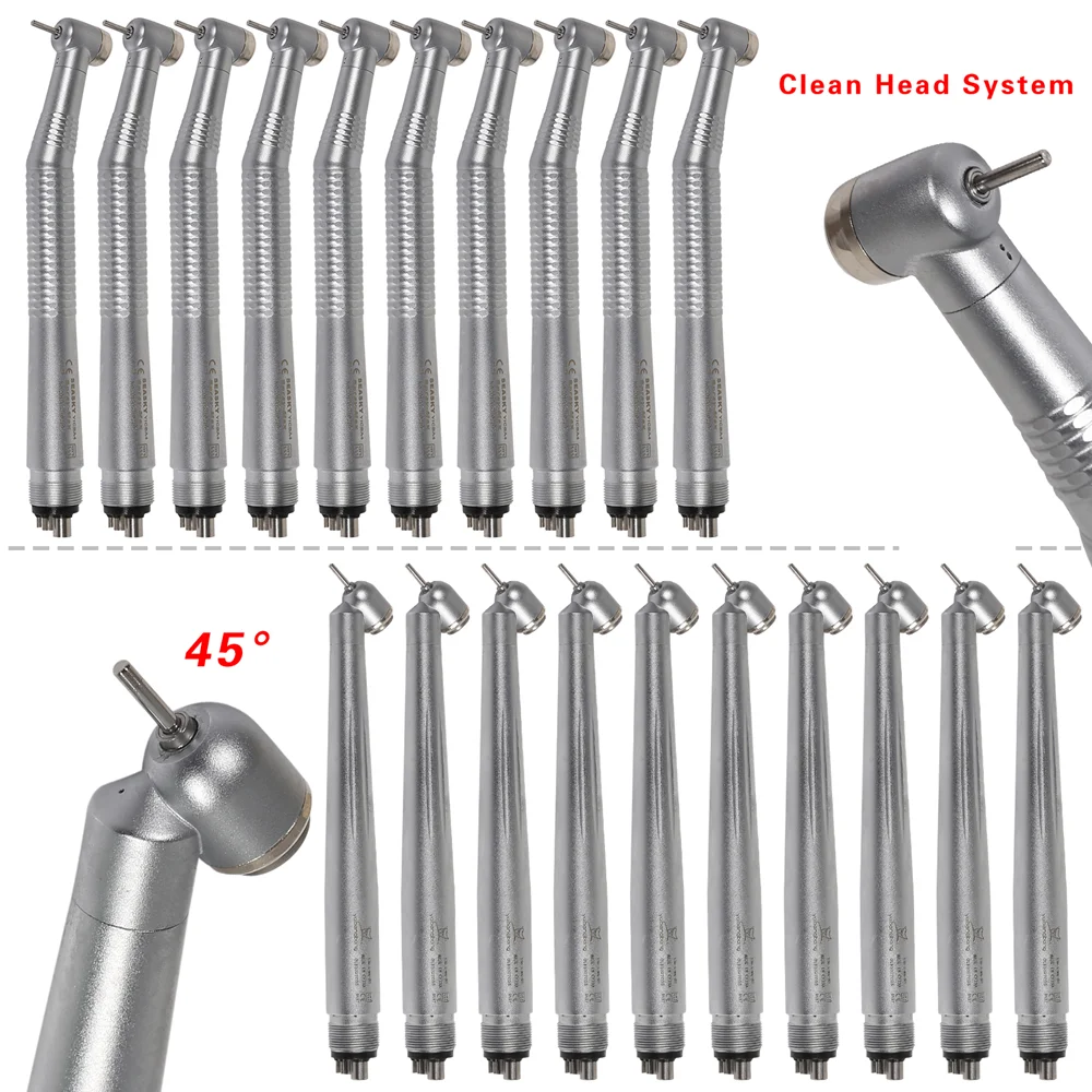 10X Standard Head/45 degree Head Dental High Speed Hand piece 4Hole Single Water Spring Push Button Chuck NSK Style High Quality