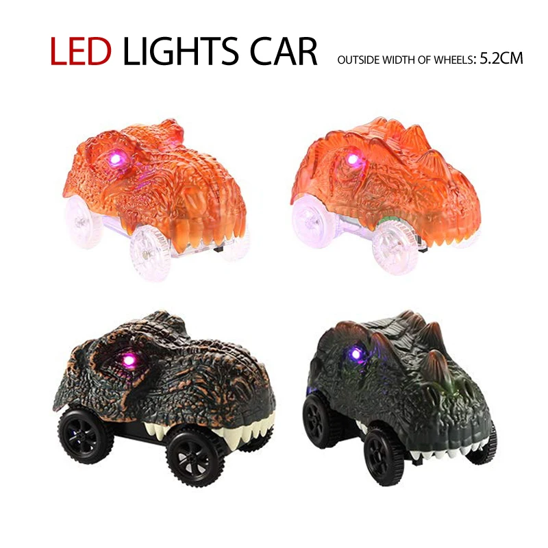 Toys Car,Dinosaur LED Lamp Electronic Car, Toy Cars, Parts, Car Rail Racing Track,with Flashing Lights Kids Toys Car Gifts L003