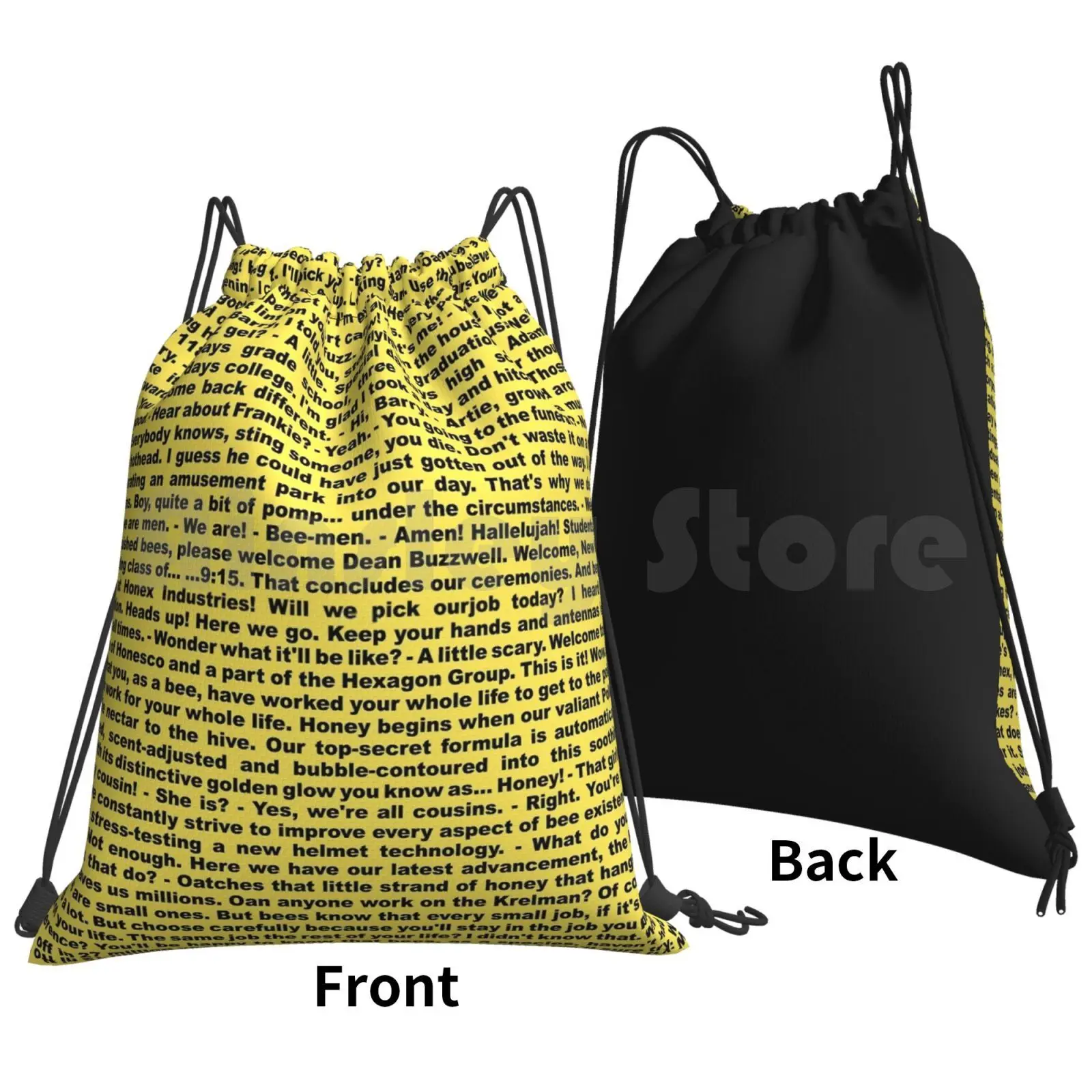 Bee Movie Script Backpack Drawstring Bag Riding Climbing Gym Bag Bee Movie Movies Script Tumblr Meme Shrek Viral Joke Funny