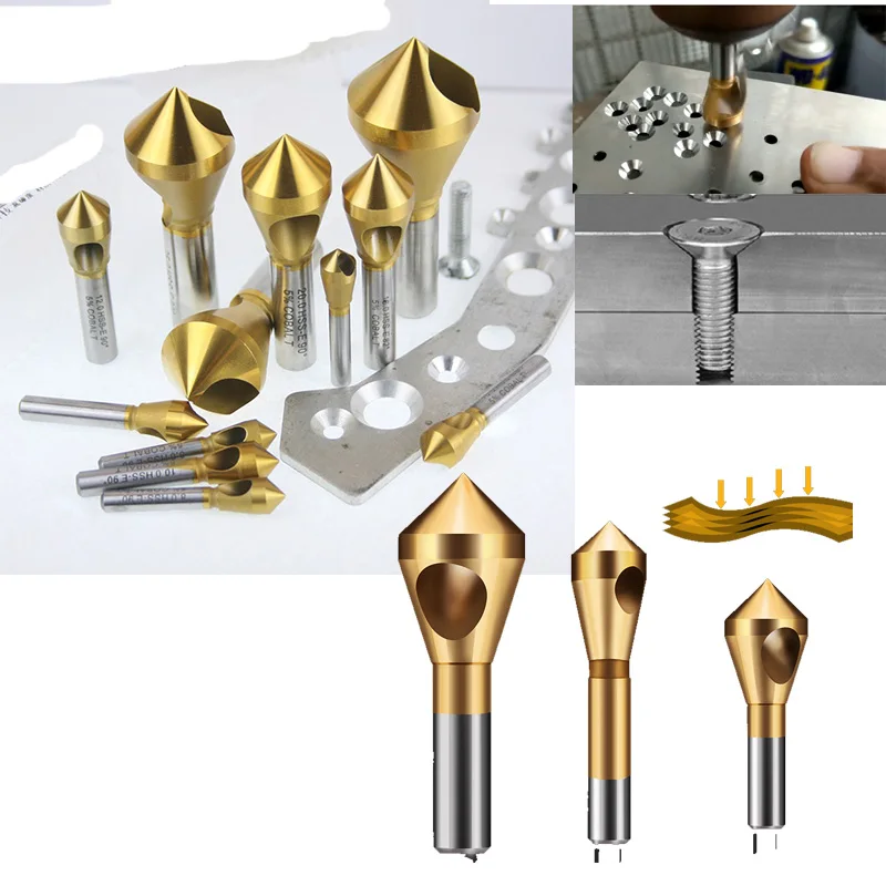 Internal chip removal, bevel hole chamfer, taper hole screw, countersink hole cutter, chamfer cutter, 90 degree chamfer drill, d