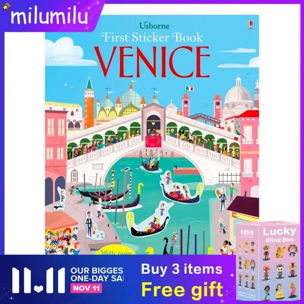 

Usborne First Sticker Book VENICE Colouring English Activity Story Picture Book for Baby