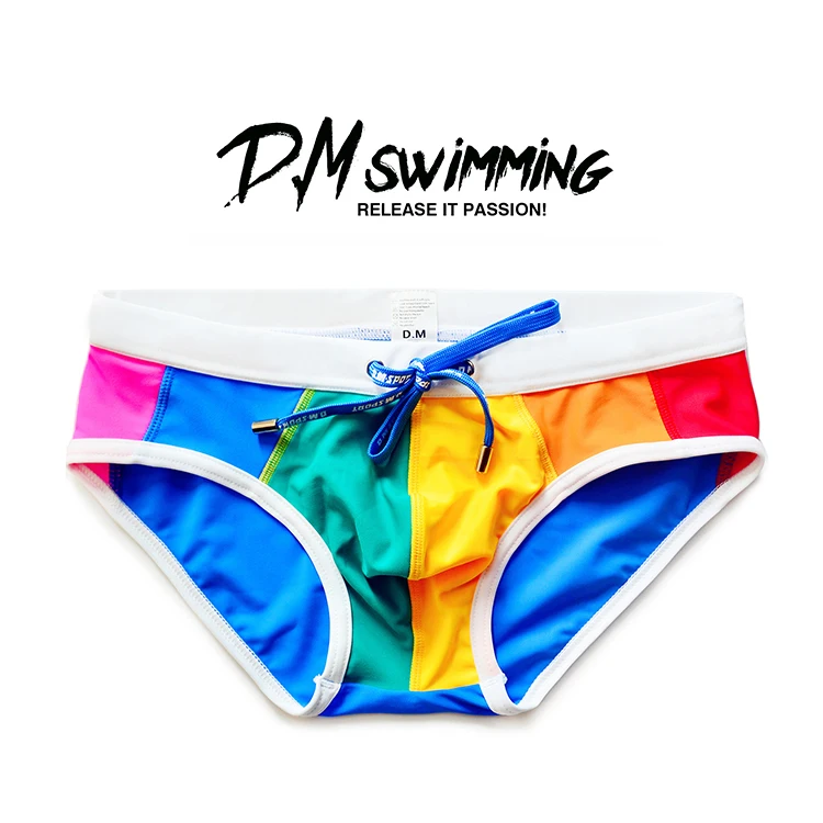 New Fashion Gay Men personality men\'s Rainbow Swimming underwear comfortable cotton breathable low waist sexy boyshort Brief