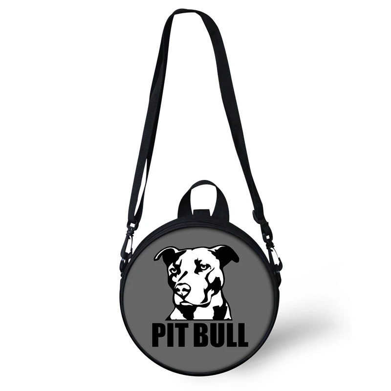 Lady Mini Round bag Cartoon Pit Bull Dogs Printed  Circle Crossbody Bags For Women Clock Shoulder Pack Purse Backpack Customize