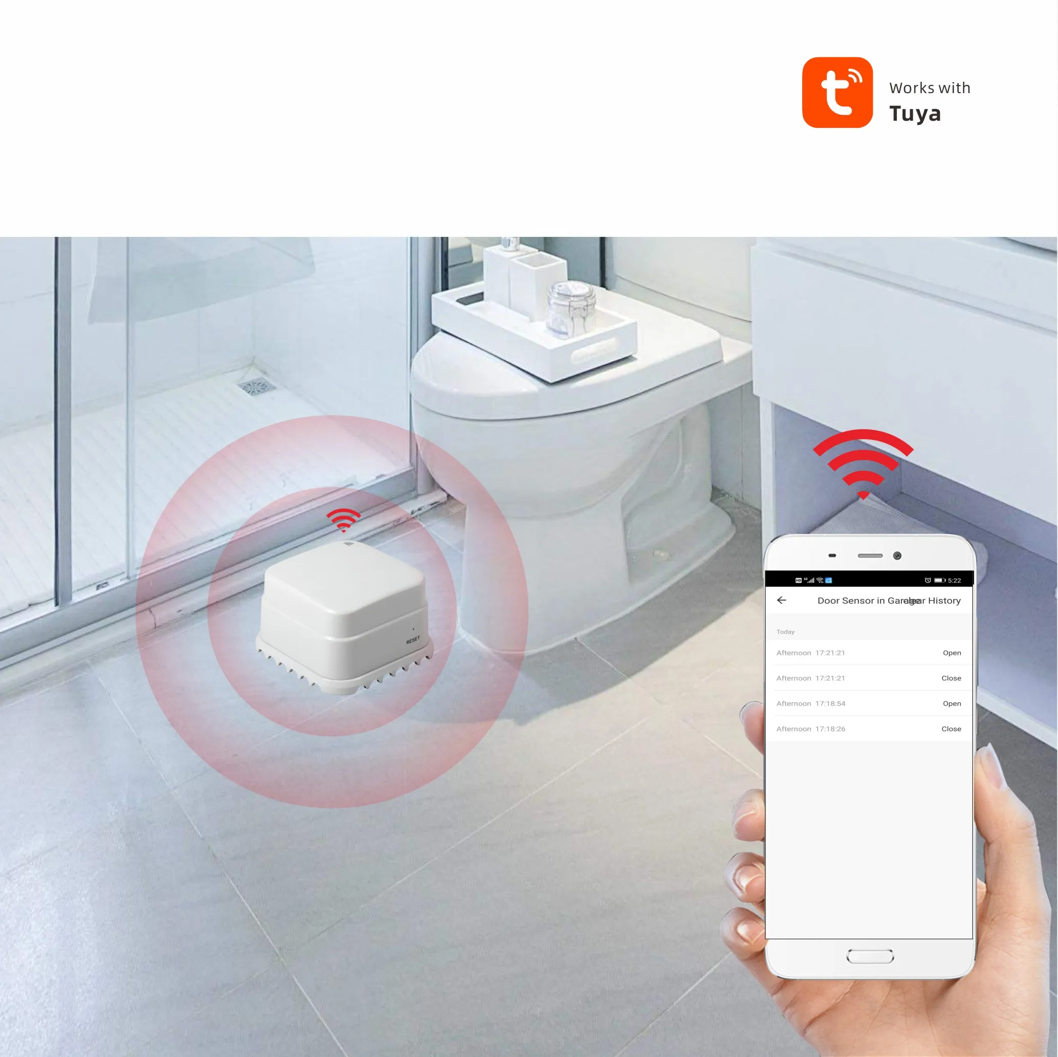 Tuya Smart Home Security WiFi Water Sensor Sensitive Leak Alarm and Mobile Remote Drip Alert for Sink Kitchen Bathroom Basement