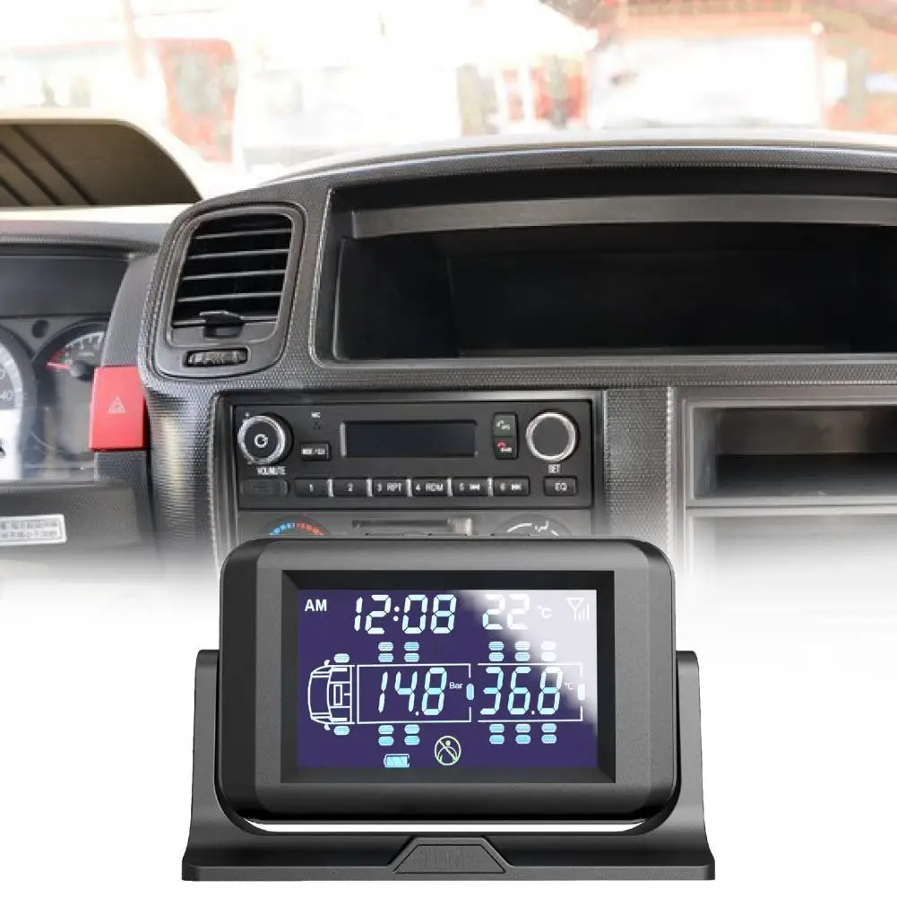 

Truck Pressure Monitor with External Sensors Real-time Monitoring LCD Display Wireless Tire Pressure Monitor for 24-Wheel Trucks